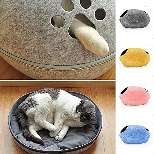 Yuxahiugccw Cama de Gato Nido Removibles Camas Mascotas semicerrado Fieltro Transpirable Nido Perrito Lavable Perrito de Perrito con Cremallera Accesorios for Mascotas (Color : Coffee)