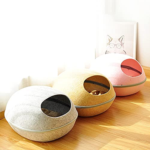 Yuxahiugccw Cama de Gato Nido Removibles Camas Mascotas semicerrado Fieltro Transpirable Nido Perrito Lavable Perrito de Perrito con Cremallera Accesorios for Mascotas (Color : Coffee)