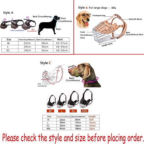 YUXIN ZHAOCHEN Ajustable de Cuero hocico del Perro de Animal doméstico Boca Cesta Máscara Sin Corteza Anti-Morder Jaula Flexible Correas Anti Copia de bozales Pequeño Perro Grande