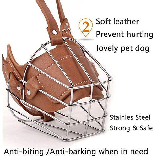 YUXIN ZHAOCHEN Ajustable de Cuero hocico del Perro de Animal doméstico Boca Cesta Máscara Sin Corteza Anti-Morder Jaula Flexible Correas Anti Copia de bozales Pequeño Perro Grande