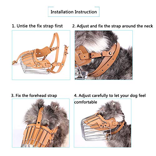 YUXIN ZHAOCHEN Ajustable de Cuero hocico del Perro de Animal doméstico Boca Cesta Máscara Sin Corteza Anti-Morder Jaula Flexible Correas Anti Copia de bozales Pequeño Perro Grande