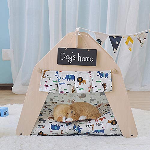 YUXO-Pet Nest Camas para Perros Cama de Mascotas Tienda Casa de Perro de Madera Cama de Mascotas Gato de la Cama Yurt Lavable Perrera Cat Litter Small Y (Size : 64x77x60cm)