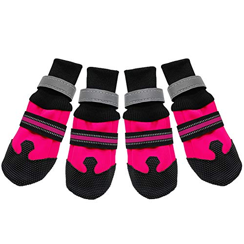 YY LIU Calcetines Perro Impermeable Zapatos Perro Cómodo Calcetines Perro Botas Nieve Perro para Evita Que Te Apuñalen Las Patas del Perro Caminar Corriendo Pink,Medium