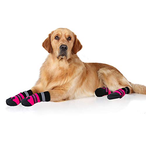 YY LIU Calcetines Perro Impermeable Zapatos Perro Cómodo Calcetines Perro Botas Nieve Perro para Evita Que Te Apuñalen Las Patas del Perro Caminar Corriendo Pink,Medium