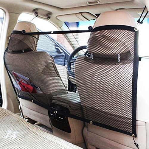 Yzki Red de seguridad de barrera de coche para mascotas, red de seguridad universal para coche, protector de malla para perros, gatos, cachorros, 115 x 62 cm (negro)