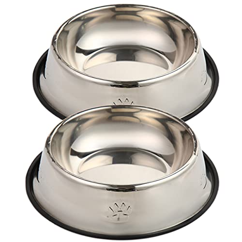 ZAH Comederos para Perros, Conjunto de 2 Cuencos de Acero Inoxidable con Anillos de Goma Antideslizantes, 30 cm - 1500 ml, Comedero para Perros, Tazón de Agua para Perros, Perros Grandes