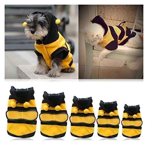 ZAJ Escudo de Abeja Perrito del Animal doméstico Ropa de la técnica de Lana Ropa del Perro del Gato con Capucha Disfraz Sudaderas con Capucha suéter del Perro (Color : Yellow, tamaño : XXS)