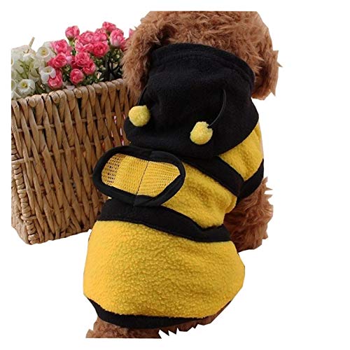 ZAJ Escudo de Abeja Perrito del Animal doméstico Ropa de la técnica de Lana Ropa del Perro del Gato con Capucha Disfraz Sudaderas con Capucha suéter del Perro (Color : Yellow, tamaño : S)