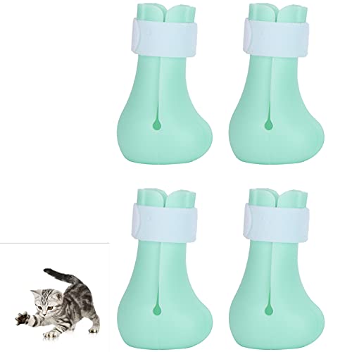 Zapatos antirrayas, Zapatos de Gato de Garra Suave 4 Piezas para baños Familiares para hospitales de Mascotas para Tiendas de Mascotas para Casas de Gatos(Mint Green Pack of 4)