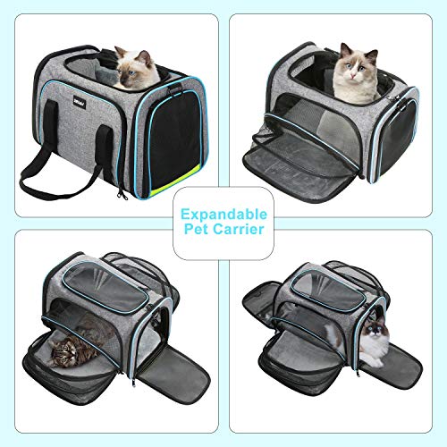 Zellar Transportadora para Mascotas,Bolsa de Viaje portátil para Mascotas expandible,Plegable y Suave,Aprobado por aerolíneas,Almohadilla de Felpa extraíble con Bolsillos y 2 Cintas Reflectantes