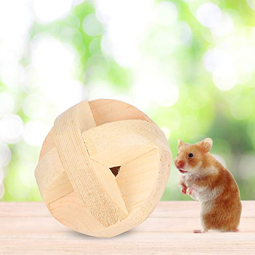 Zerodis Pelota de Madera de hámster para Mascotas, 6cm/2.4in Masticar Pelota interactiva Jaula de Juguete Accesorios para hurón Chinchilla Roedores Pequeños Animales