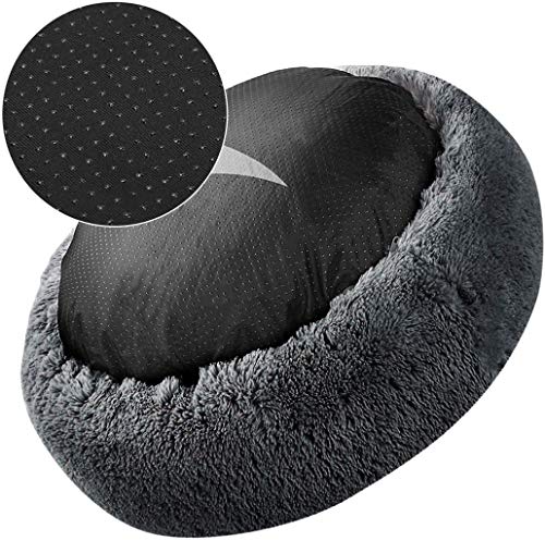 ZGQ Almohadillas Lavables Perro, Gato nicho colchones Cojines cilíndricos Mullido Caliente litera Dona Nido de la Pequeña Mediana Grande Perro Gato Cama extraíble,Dark Gray,XL