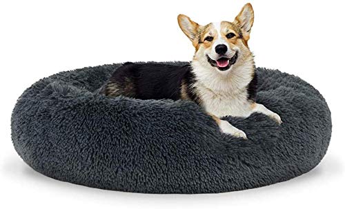 ZGQ Almohadillas Lavables Perro, Gato nicho colchones Cojines cilíndricos Mullido Caliente litera Dona Nido de la Pequeña Mediana Grande Perro Gato Cama extraíble,Dark Gray,XL