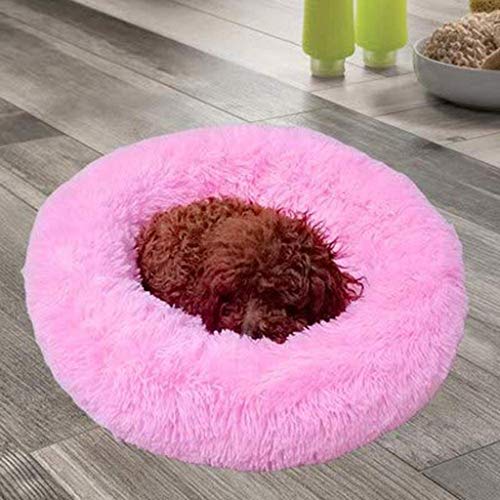 ZGQ Perrera colchón Bolster Perros Calientes Gato Tomada Ronda Almohada de la Cama del Animal doméstico Nisthöhle sofá Cama calmante Eco-Piel Dura Sa,Rose Red,60cm