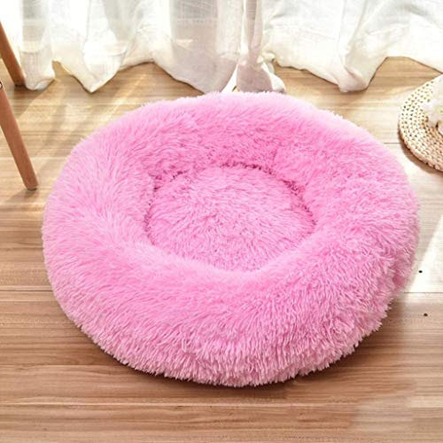 ZGQ Perrera colchón Bolster Perros Calientes Gato Tomada Ronda Almohada de la Cama del Animal doméstico Nisthöhle sofá Cama calmante Eco-Piel Dura Sa,Rose Red,60cm