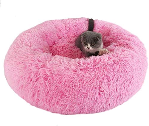 ZGQ Perrera colchón Bolster Perros Calientes Gato Tomada Ronda Almohada de la Cama del Animal doméstico Nisthöhle sofá Cama calmante Eco-Piel Dura Sa,Rose Red,60cm