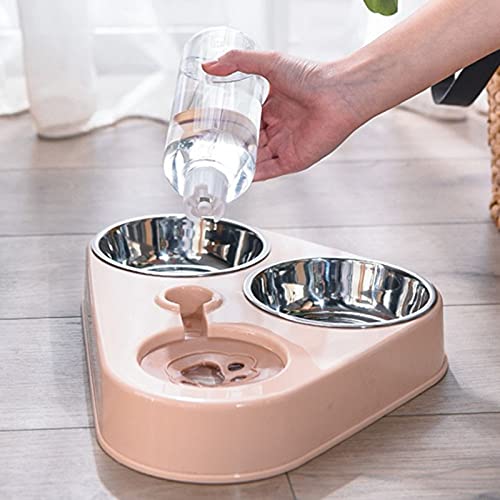 ZHHOOHAG Comedero Perro 50 0ml 3 En 1 Perro Gato alimentador de Cuenco con Botella de Agua de Perro Gato de Bebida automática for Beber Cuenco de Gato Cuenco s/l Comedero Gato