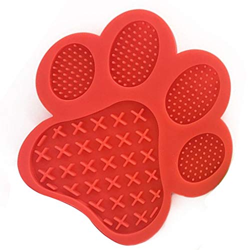 ZHHOOHAG Comedero Perro Perro Lick Pad Perro Lamiendo Almohadilla Material de Silicona Materia de Fuga con ventosas Alimentador de Mascotas Licking Mat Comedero Gato (Color : Red)