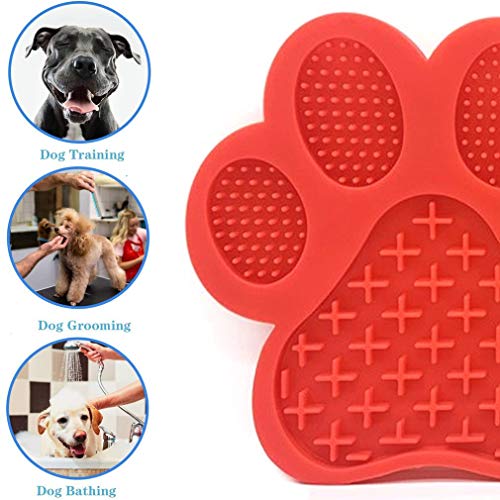 ZHHOOHAG Comedero Perro Perro Lick Pad Perro Lamiendo Almohadilla Material de Silicona Materia de Fuga con ventosas Alimentador de Mascotas Licking Mat Comedero Gato (Color : Red)