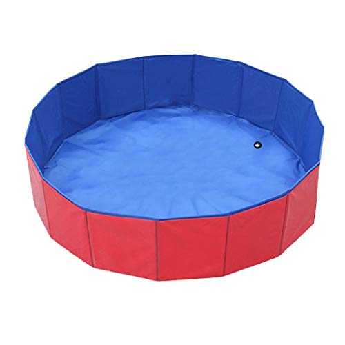 Zhuwei Cubierta De Salida De Agua para Piscina Plegable para Baño para Mascotas Piscina Plegable para Perros Piscina para Bañera para Mascotas(Color:Rojo,Size:60cm)