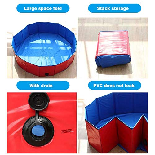 Zhuwei Cubierta De Salida De Agua para Piscina Plegable para Baño para Mascotas Piscina Plegable para Perros Piscina para Bañera para Mascotas(Color:Rojo,Size:60cm)