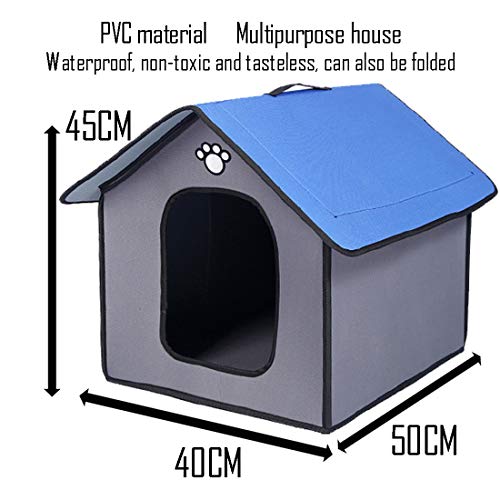 Zhyaj Casa Perro Grande Caseta Perros Exterior A Prueba de Lluvia e Impermeable Guay Respirable Plegable Mordida Resistente Esquina Reforzada No tóxico y sin Sabor Gris,A