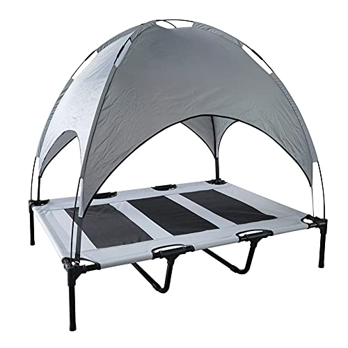 ZIEM Cama elevada para Perros con Dosel Cuna para Mascotas al Aire Libre Sombrilla portátil Tienda para Mascotas Cama de enfriamiento para Perros Gatos Camping Playa, XL