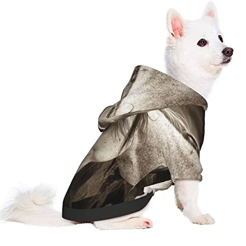 ZISRA Caballos Blancos y Negros Impreso Abrigo para Perros de Invierno Ropa para Mascotas para Perros pequeños y medianos con Capucha Large