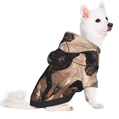 ZISRA Pintura al óleo de Caballo Blanco y Negro Impreso Abrigo para Perros de Invierno Ropa para Mascotas para Perros pequeños y medianos con Capucha Large