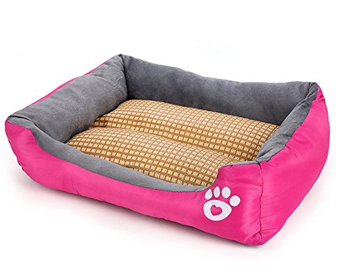 ZiXing Lavable Lindo Cuadrado Suave Calentar Mascotas Pet Perros Casa Choza Cachorro Gato Cama Doggy Doghouse Cojín Basket Rojo L