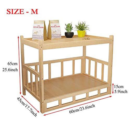 ZLI Cama para Perros Cama Elevada de Madera - Perros Grandes Medianos Pequeños Cunas con Tapete para Juegos y Descanso para Mascotas, Espacio Amplio, Fácil de Montar (Size : M 60×45×65cm)