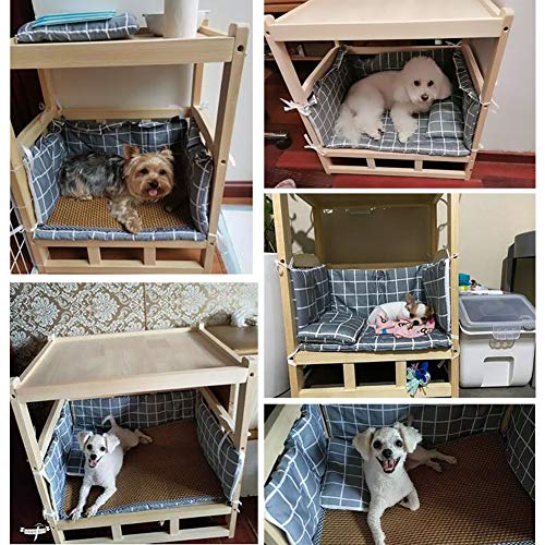 ZLI Cama para Perros Cama Elevada de Madera - Perros Grandes Medianos Pequeños Cunas con Tapete para Juegos y Descanso para Mascotas, Espacio Amplio, Fácil de Montar (Size : M 60×45×65cm)