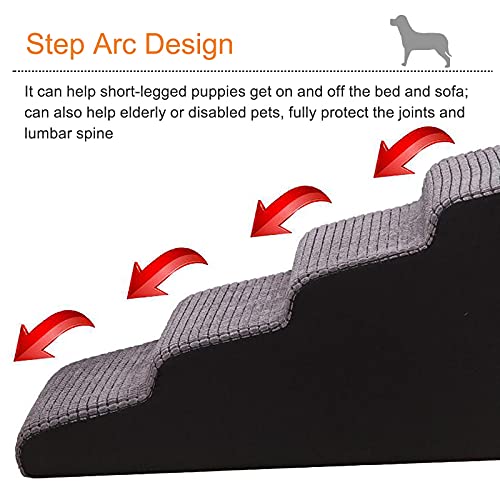 ZLI Escaleras para Perros Escaleras para Perros para Subirse al Sofá, Escalera de Rampa de Asistencia Gris con Funda Lavable a Máquina, Escaleras para Mascotas de Edad Avanzada o Discapacitadas