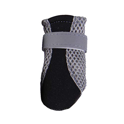 Zltang Zapatos para Perros Perrito Botas De Proteccion Cubiertas Malla Transpirable Antideslizante Suela Blanda Calzado Canino Botines para Caminar Ajuste Perro De Raza Pequeña Negro M