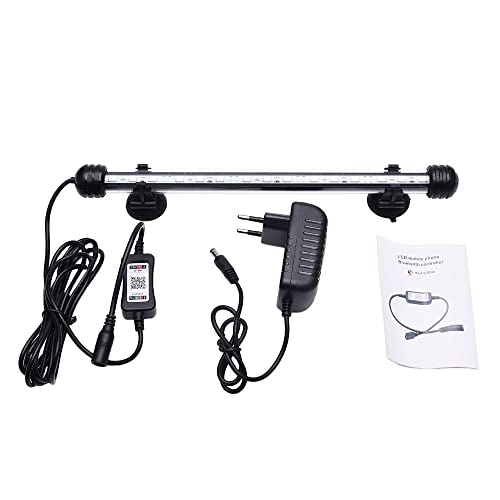 zlw-shop 18-38cm Impermeable LED RGB Acuario Light Bluetooth Control Dimmable Lámparas de Tanque de Peces Dimmables Smart Sumersible Planta Luces Decoración (Length : 28CM, Plug Type : EU Plug)