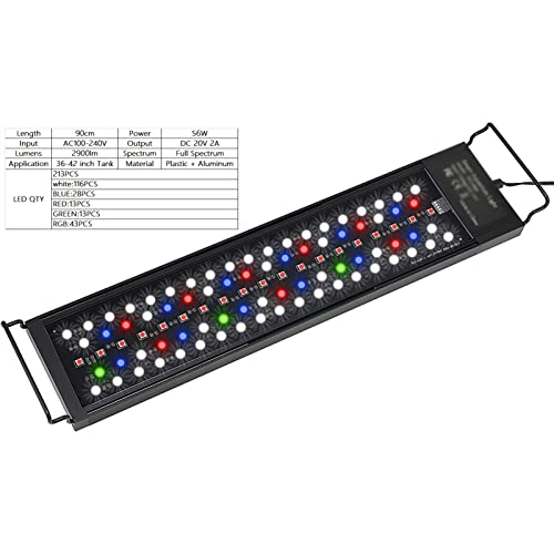 zlw-shop 8 Colores Auto ON Off Off Acuario LUZ Completo Spectrum Fish Light for Plantas DE Agua BUILLA EN Temporizador Ajustable Longitud RGB LED Lámpara (34W / 56W) (Color : 90-105cm)