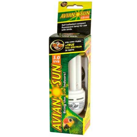 Zoo Med AS-C5E AvianSun 5.0 UVB lámpara compacta fluorescente de 26 vatios para aves