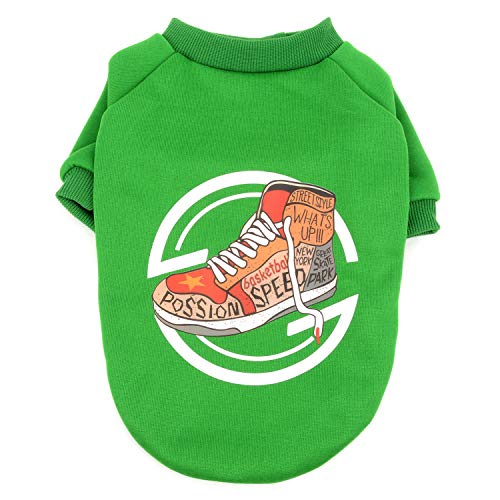 Zunea Abrigo de invierno para perro pequeño de algodón acolchado cálido para cachorro, chaqueta para mascota, jersey para clima frío, estilo deportivo, camiseta para Shih Tzu Chihuahua Yorkie, verde S