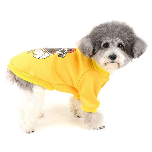 Zunea Abrigo de Invierno para Perros Pequeños Ropa de Slgodón Acolchado Cálido Suave Jersey para Chihuahua Yorkshire para Mascotas Niña Niño Amarillo M