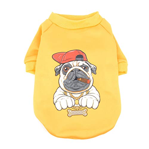 Zunea Abrigo de Invierno para Perros Pequeños Ropa de Slgodón Acolchado Cálido Suave Jersey para Chihuahua Yorkshire para Mascotas Niña Niño Amarillo M