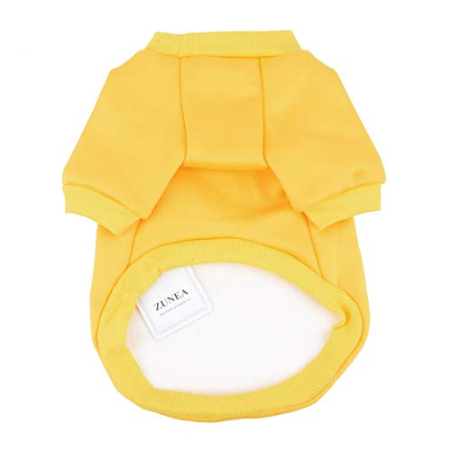 Zunea Abrigo de Invierno para Perros Pequeños Ropa de Slgodón Acolchado Cálido Suave Jersey para Chihuahua Yorkshire para Mascotas Niña Niño Amarillo M