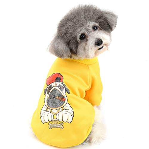 Zunea Abrigo de Invierno para Perros Pequeños Ropa de Slgodón Acolchado Cálido Suave Jersey para Chihuahua Yorkshire para Mascotas Niña Niño Amarillo M