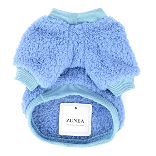 Zunea Abrigo para Perros Pequeños Invierno Cálido Jerséis Forro Polar Sherpa Cachorros Suéter Mascotas Chaqueta Chihuahua Gatos Ropa para Clima Frío Azul Oscuro S