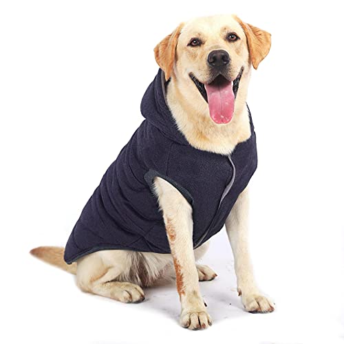 ZUNEA Abrigos Chaquetas para Perros Invierno Cálido Chaleco Ropa Forro Polar Sudaderas con Capucha Resistente al Viento Mascota Cachorro Chihuahua Ropa para Perro Pequeño Mediano Grande Azul 6XL