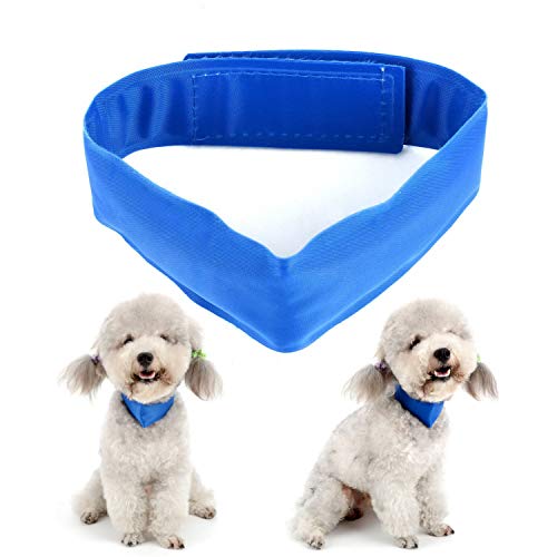 Zunea Collar de refrigeración para Perro cómodo Verano Gato Chill out Hielo Bandana para aliviar el estrés del Calor Mascota Ajustable no tóxico Gel Bufanda de Cuello para Perros y Gatos Azul S