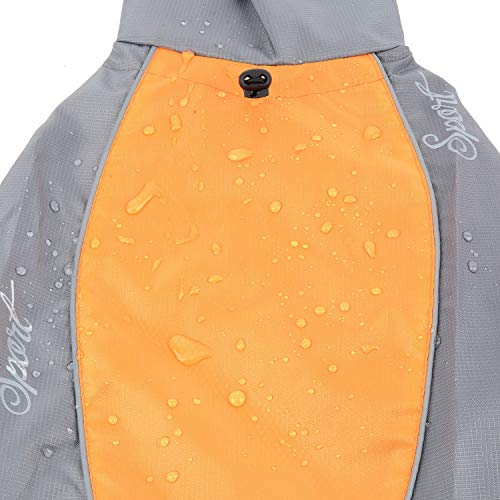 Zunea Impermeable Chubasqueros para Perros Grande Mediano Reflectante Chaleco Ligero con Forro de Malla Transpirable Chaqueta de Seguridad para Lluvia Resistente al Viento Ropa Naranja 5XL