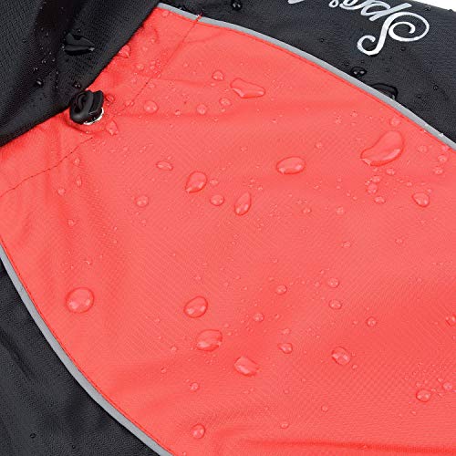 Zunea Impermeable Chubasqueros para Perros Grande Mediano Reflectante Chaleco Ligero con Forro de Malla Transpirable Chaqueta de Seguridad para Lluvia Resistente al Viento Ropa Rojo 4XL