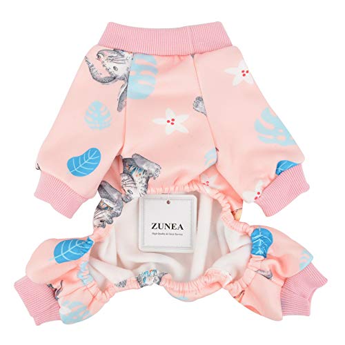 ZUNEA Pijama para Perros Pequeños Invierno Cálido Ropa para Dormir Cachorro Pijama de Algodón Suave Ciervo Impresa Abrigo para Mascotas Chihuahua Trajes para Perros Niña Niño Rosa XL