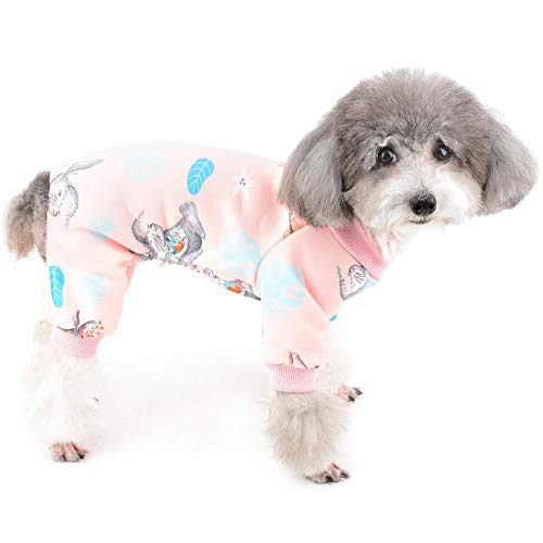 ZUNEA Pijama para Perros Pequeños Invierno Cálido Ropa para Dormir Cachorro Pijama de Algodón Suave Ciervo Impresa Abrigo para Mascotas Chihuahua Trajes para Perros Niña Niño Rosa XL