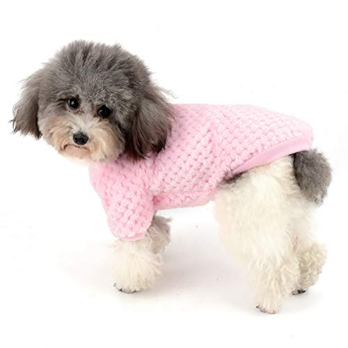 ZUNEA Suéter para Perros Pequeños Invierno Cálido Abrigo Jersey Forro Polar Muy Suave Ropa Mascotas Cachorros Clima Frío Ropa para Gatos Chihuahua Perro Niños Niñas Rosa M